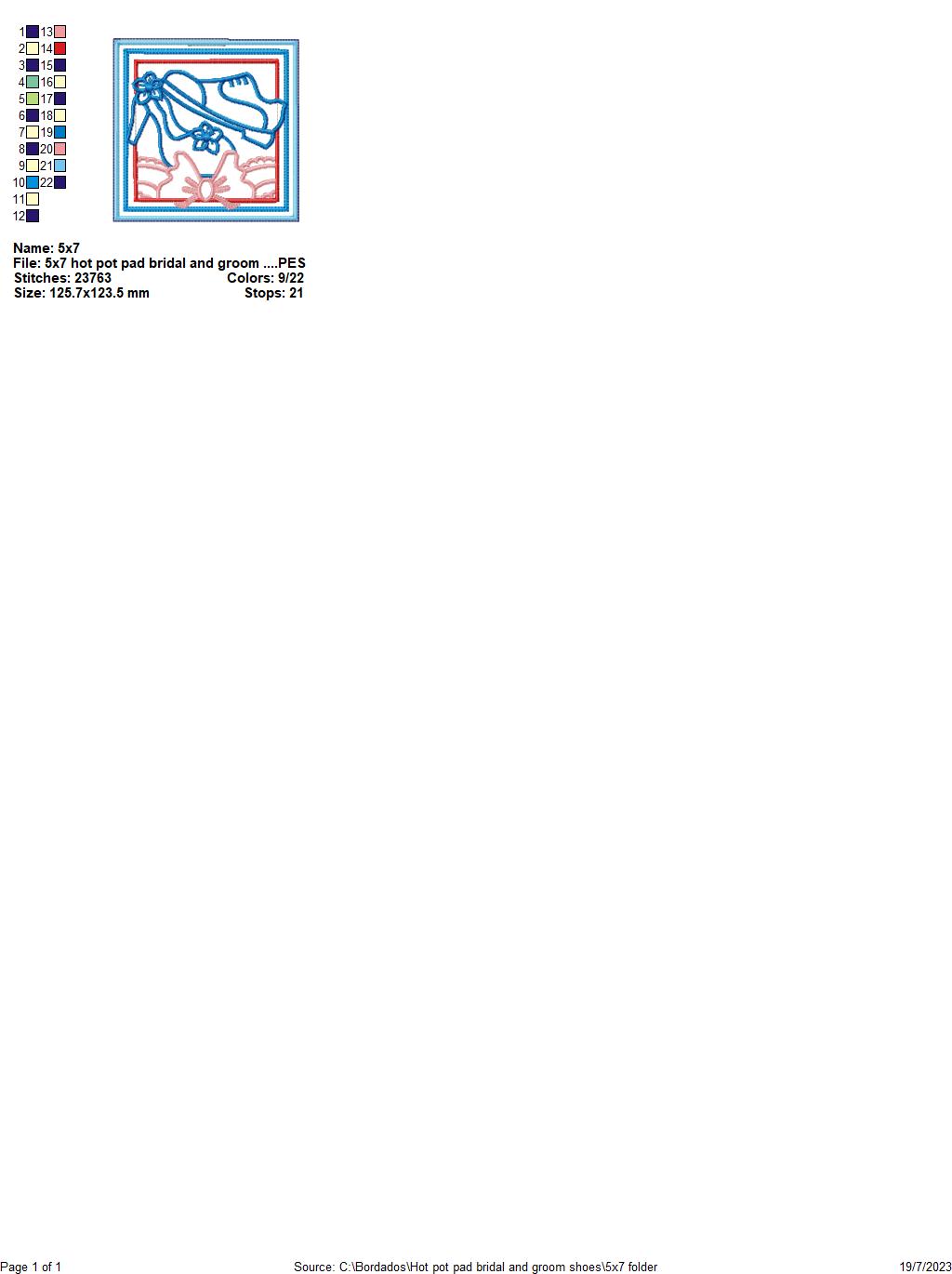 Bridal and Groom Shoes Hot Pot Rest - ITH Project - Machine Embroidery Design