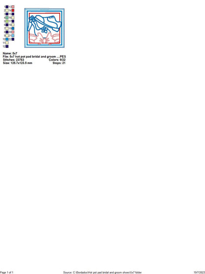 Bridal and Groom Shoes Hot Pot Rest - ITH Project - Machine Embroidery Design