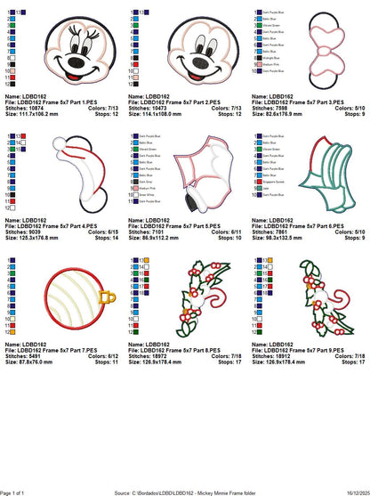 Holiday Mouse Couple Wreath Topper – ITH Project – Machine Embroidery Design