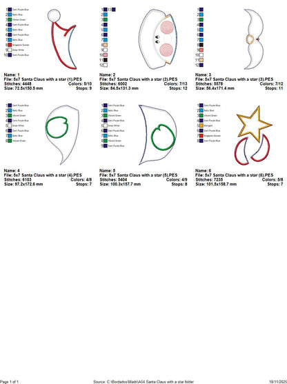 Santa Claus with Star Door Hanger – ITH Project – Machine Embroidery Design