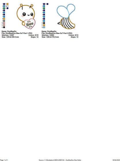 DooBeeDoo Bee - Beginner-Friendly ITH Project with Video Tutorial - Machine Embroidery Design