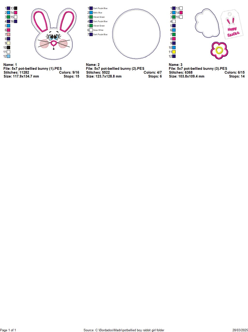 Potbellied Girl Rabbit  - ITH Project - Machine Embroidery Design