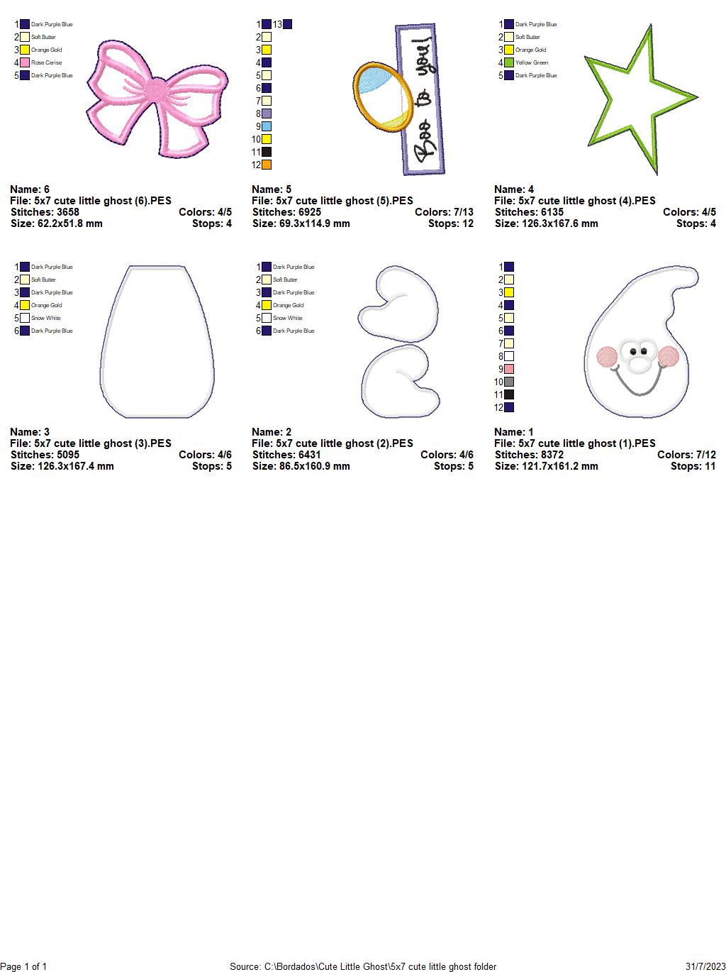 Cute Little Ghost - ITH Project - Machine Embroidery Design