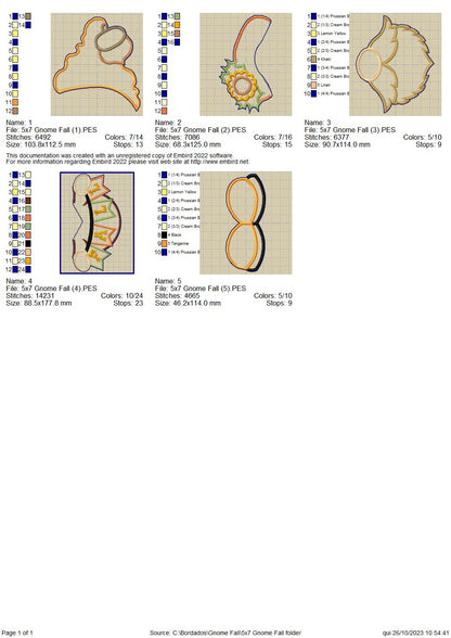 Gnome Fall - ITH Project - Machine Embroidery Design