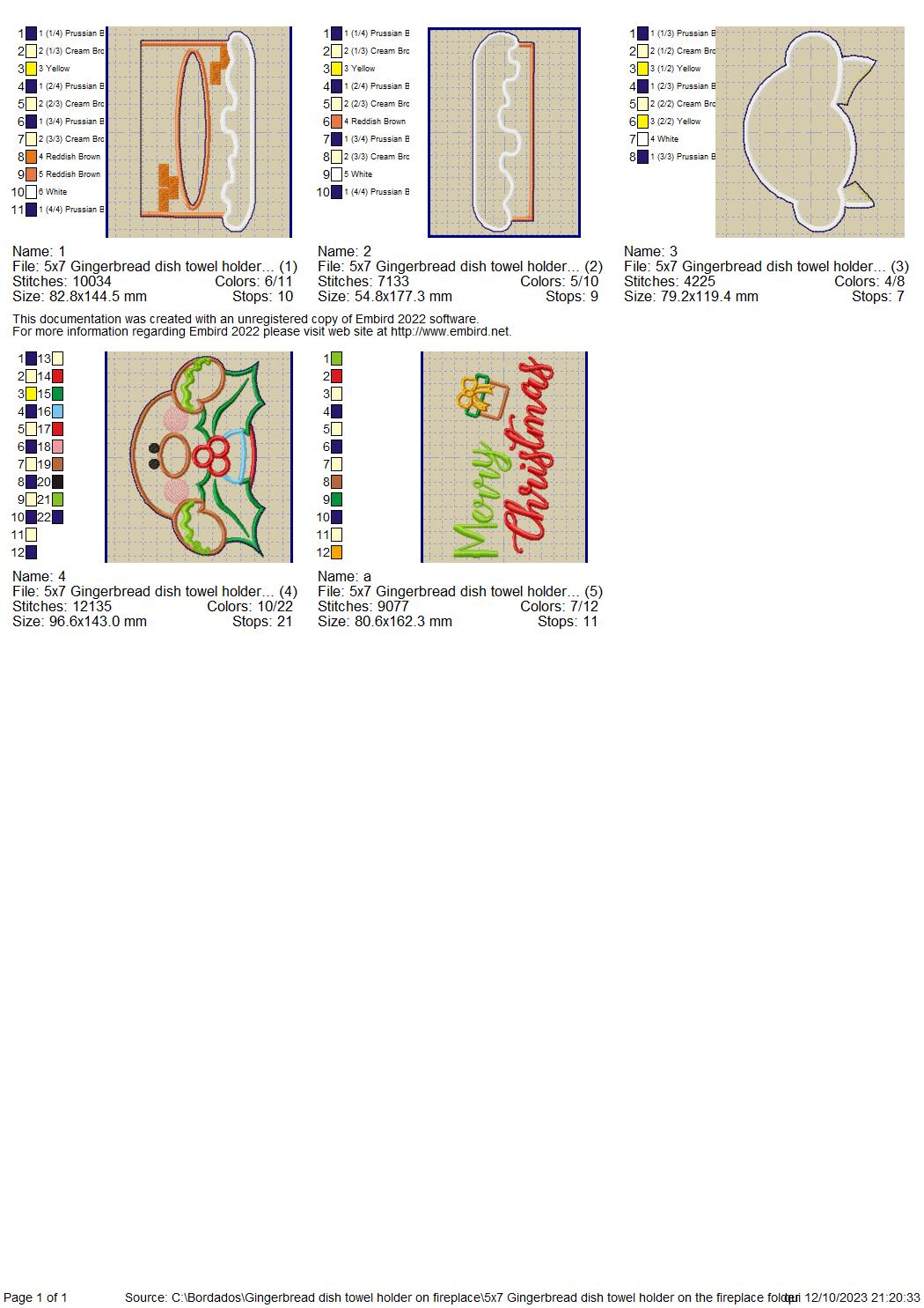 Gingerbread dish towel holder - ITH Project - Machine Embroidery Design