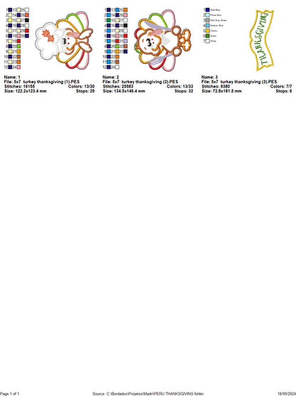 Thanksgiving Turkey - ITH Project - Machine Embroidery Design