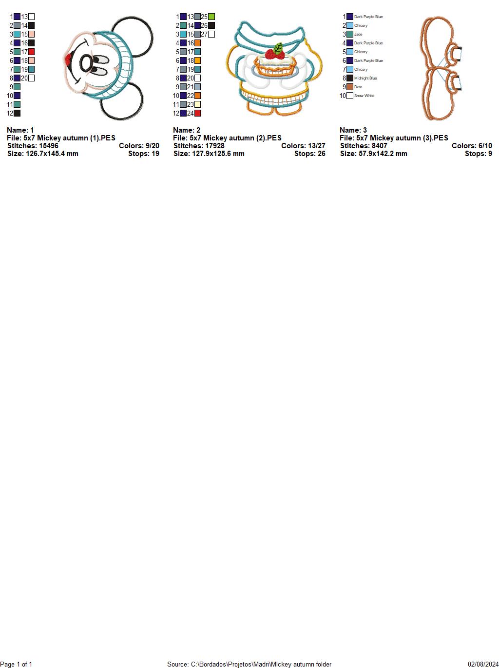 Mickey Autumn - ITH Project - Machine Embroidery Design