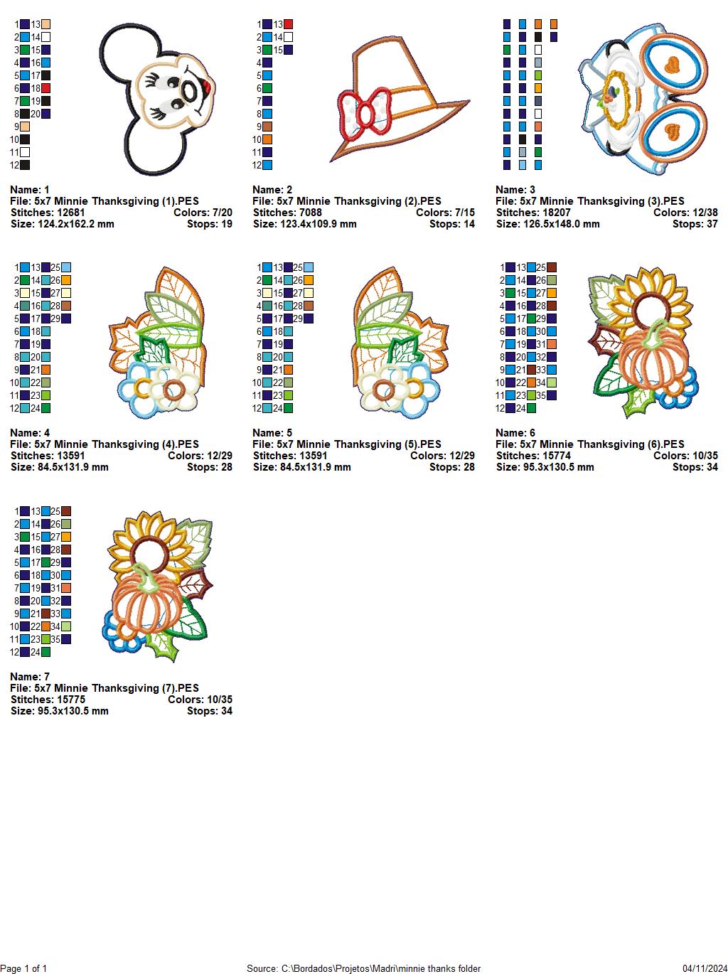 Minnie Thanksgiving Wreath - ITH Project - Machine Embroidery Design