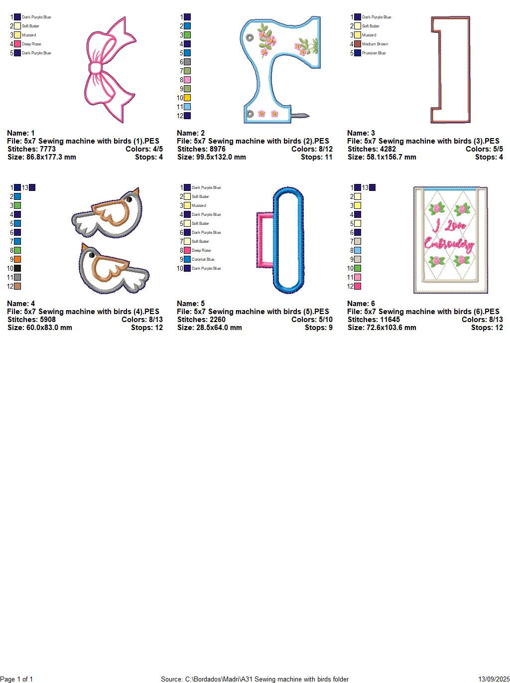 Sewing Machine with Birds – ITH Project – Machine Embroidery Design