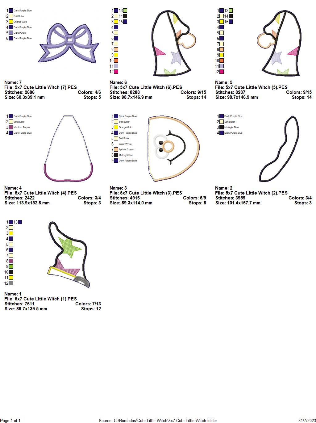 Cute Little Witch - ITH Project - Machine Embroidery Design