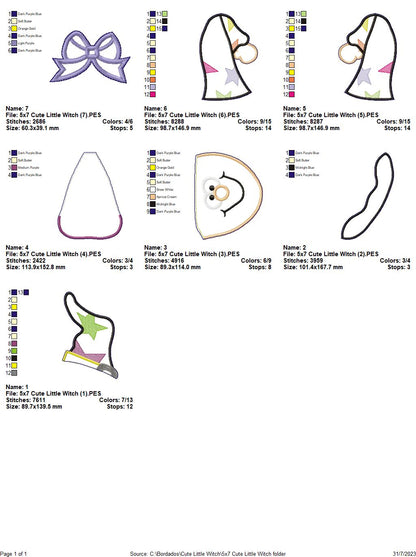 Cute Little Witch - ITH Project - Machine Embroidery Design