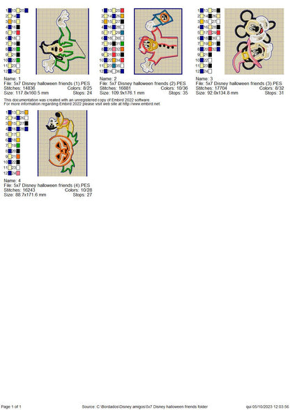 Mickey Hallowen Friends - ITH Project - Machine Embroidery Design