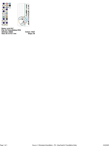 Grandfather Mug Rug - ITH Project - Machine Embroidery Design