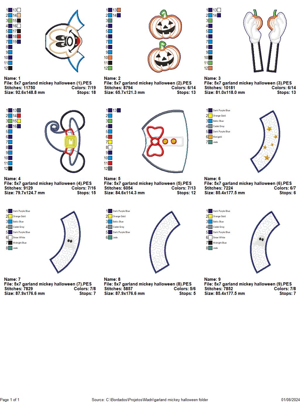 Vampire Mickey Garland halloween - ITH Project - Machine Embroidery Design