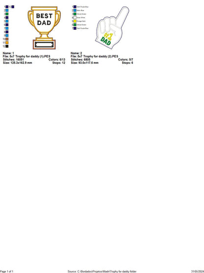 Trophy for daddy - ITH Project - Machine Embroidery Design