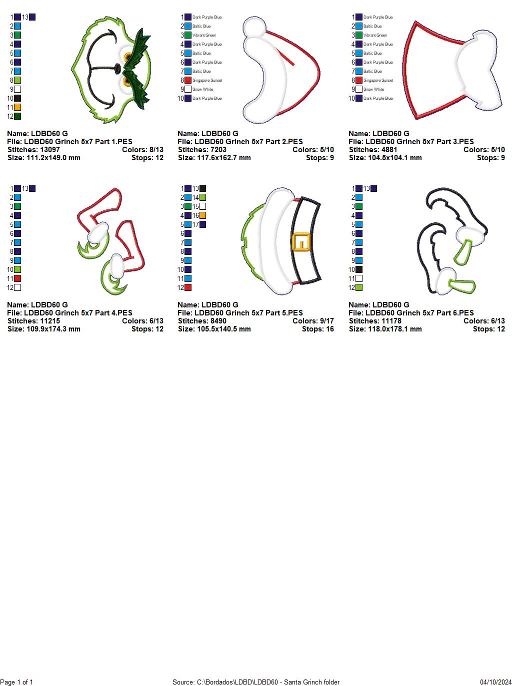 Grinch Santa - ITH Project - Machine Embroidery Design