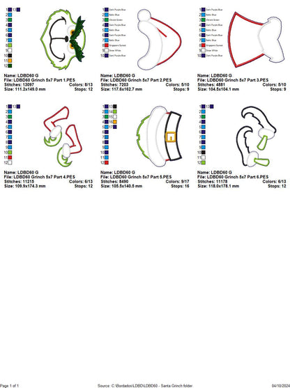 Grinch Santa - ITH Project - Machine Embroidery Design