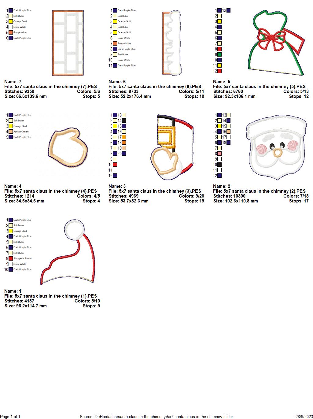 Santa Claus in the Chimney Ornament - ITH Project - Machine Embroidery Design