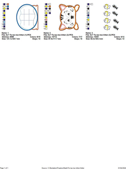 Tic-tac-toe kitten - ITH Project - Machine Embroidery Design