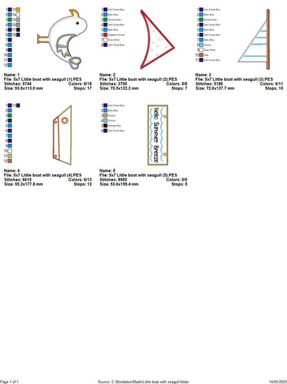 Little Boat with Seagull - ITH Project - Machine Embroidery Design