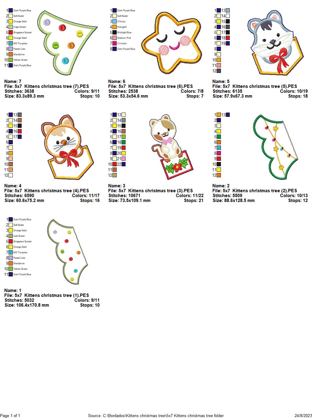 Kittens Christmas Tree - ITH Project - Machine Embroidery Design