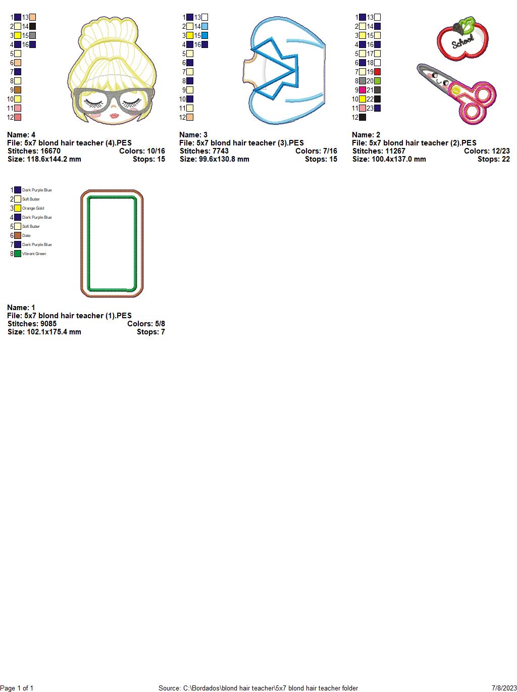 Blond Teacher - ITH Project - Machine Embroidery Design