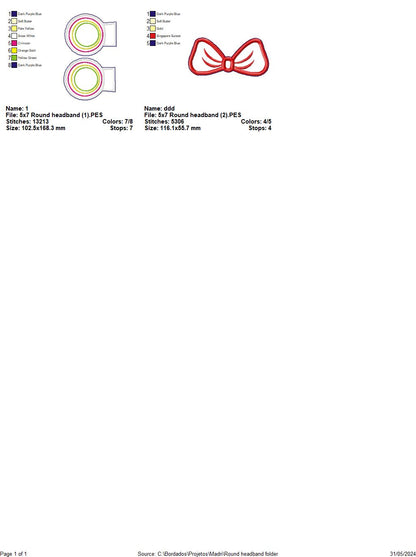 Round headband Ears Headbands - ITH Project - Machine Embroidery Design