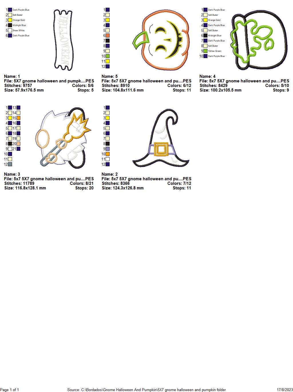 Gnome and Pumpkin Halloween - ITH Project - Machine Embroidery Design