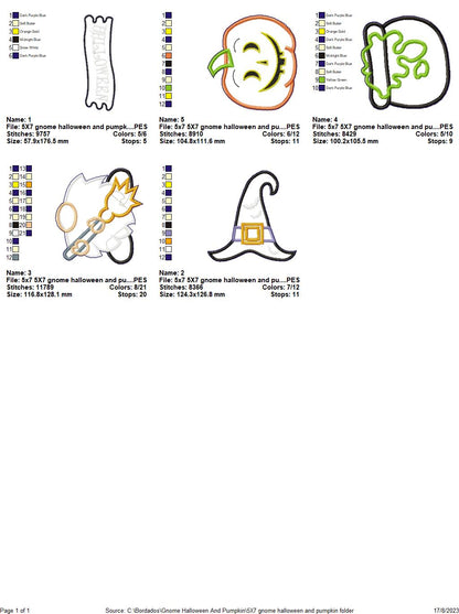 Gnome and Pumpkin Halloween - ITH Project - Machine Embroidery Design