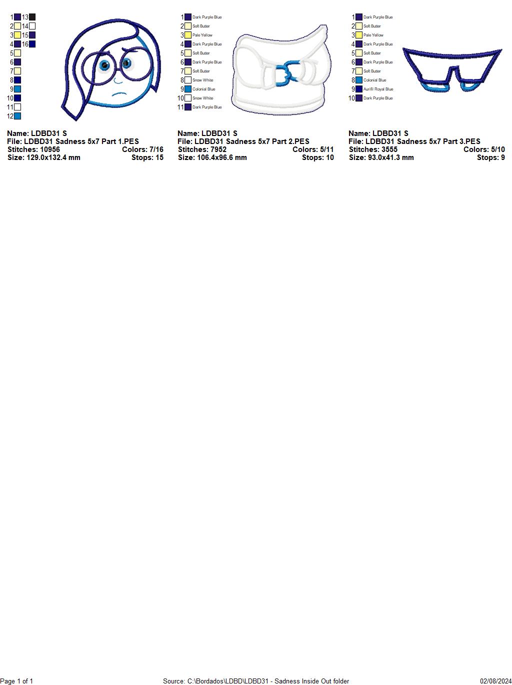 Inside Out Set of 9 Designs - ITH Project - Machine Embroidery Design