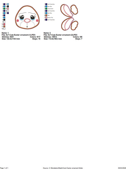 Cute Easter Bunny Door Banner Ornament – ITH Project – Machine Embroidery Design