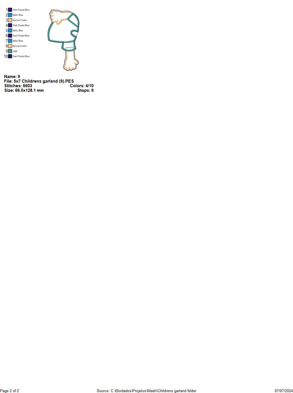 Back to School Children's Garland - ITH Project - Machine Embroidery Design