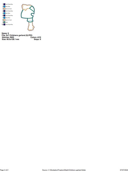 Back to School Children's Garland - ITH Project - Machine Embroidery Design