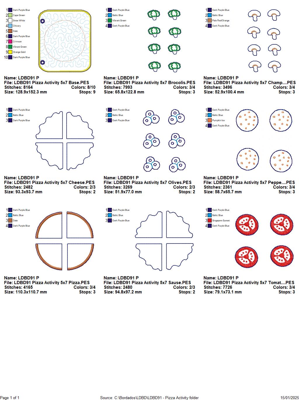 Pizza Sensory Book Page - ITH Project - Machine Embroidery Design