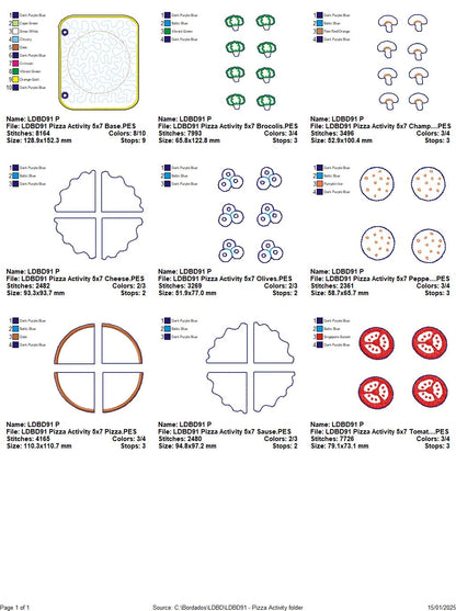 Pizza Sensory Book Page - ITH Project - Machine Embroidery Design