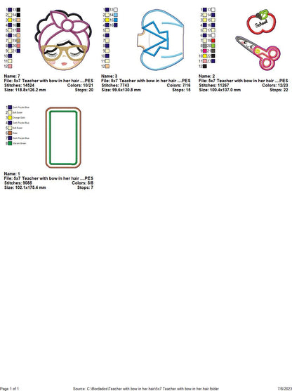 Teacher with Headband - ITH Project - Machine Embroidery Design