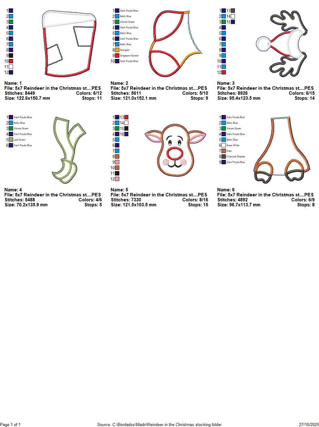 🦌 Christmas Reindeer Stocking – ITH Project – Machine Embroidery Design