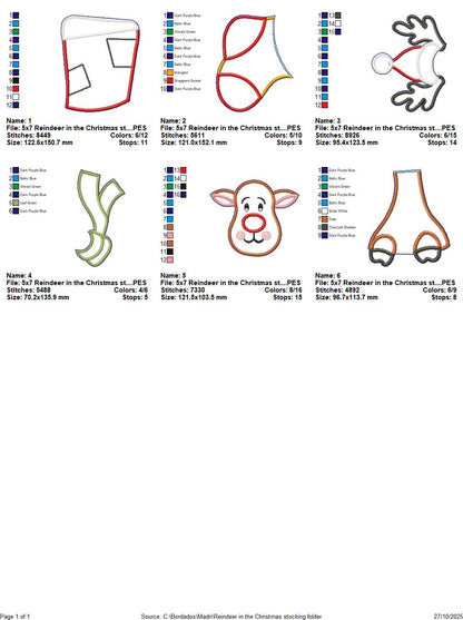 🦌 Christmas Reindeer Stocking – ITH Project – Machine Embroidery Design