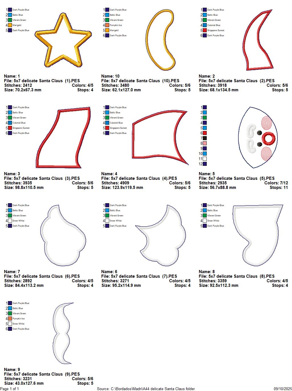 🎅 Santa Hat with Star – ITH Project – Machine Embroidery Design