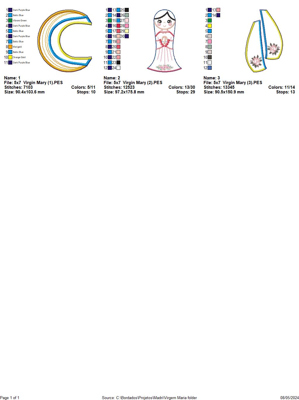 Virgin Mary  - ITH Project - Machine Embroidery Design