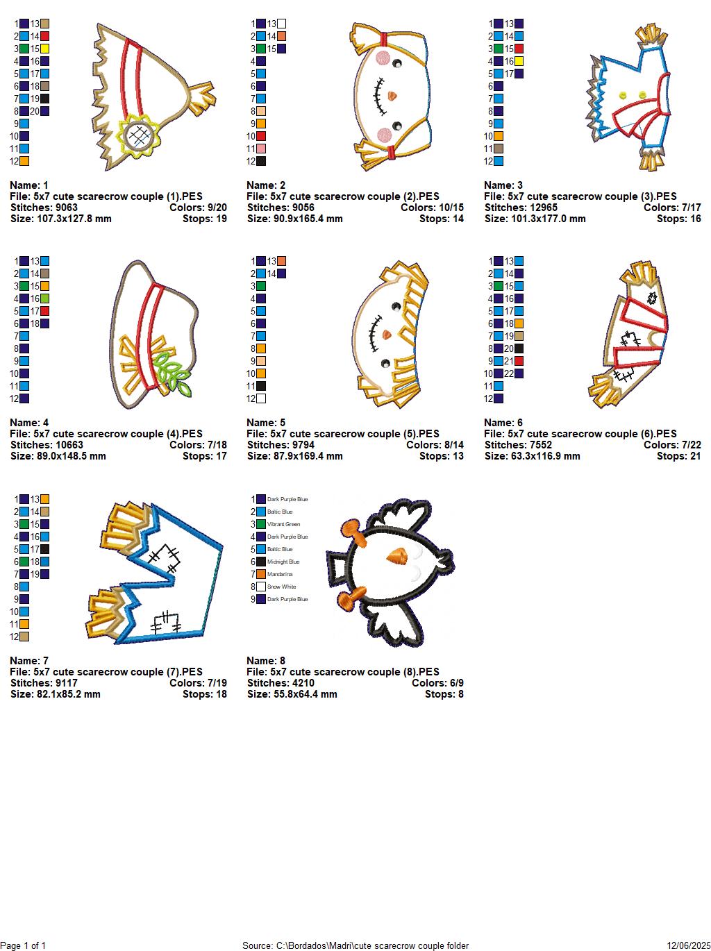 Scarecrow Boy and Girl - Set of 2 Designs - ITH Project - Machine Embroidery Design