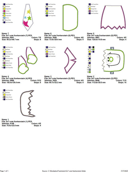 Cute Frankstein - ITH Project - Machine Embroidery Design