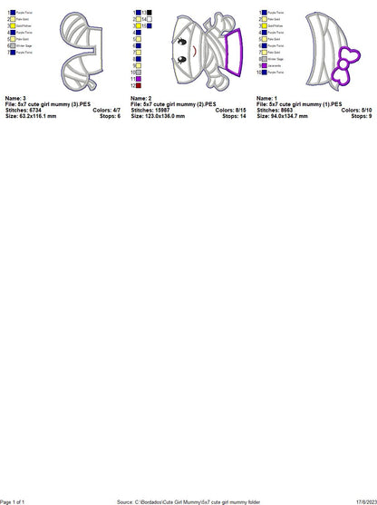 Mummies Kids Halloween Set - ITH Project - Machine Embroidery Design