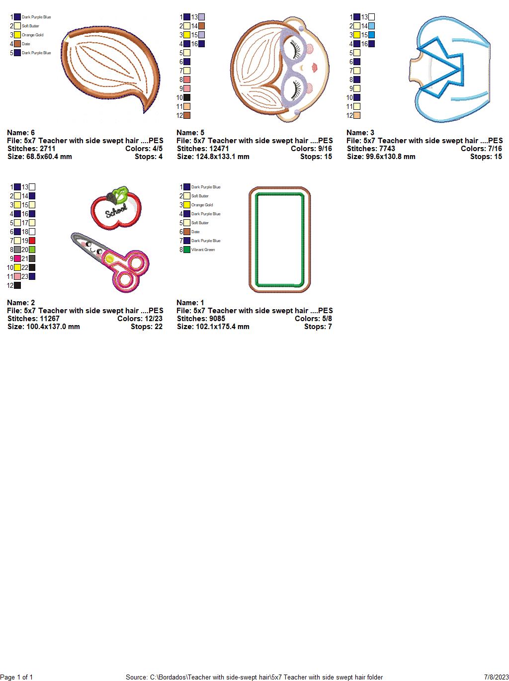 Teacher with Ponytail - ITH Project - Machine Embroidery Design