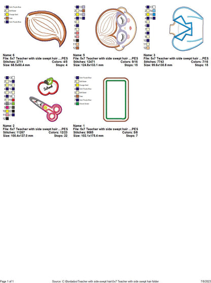 Teacher with Ponytail - ITH Project - Machine Embroidery Design