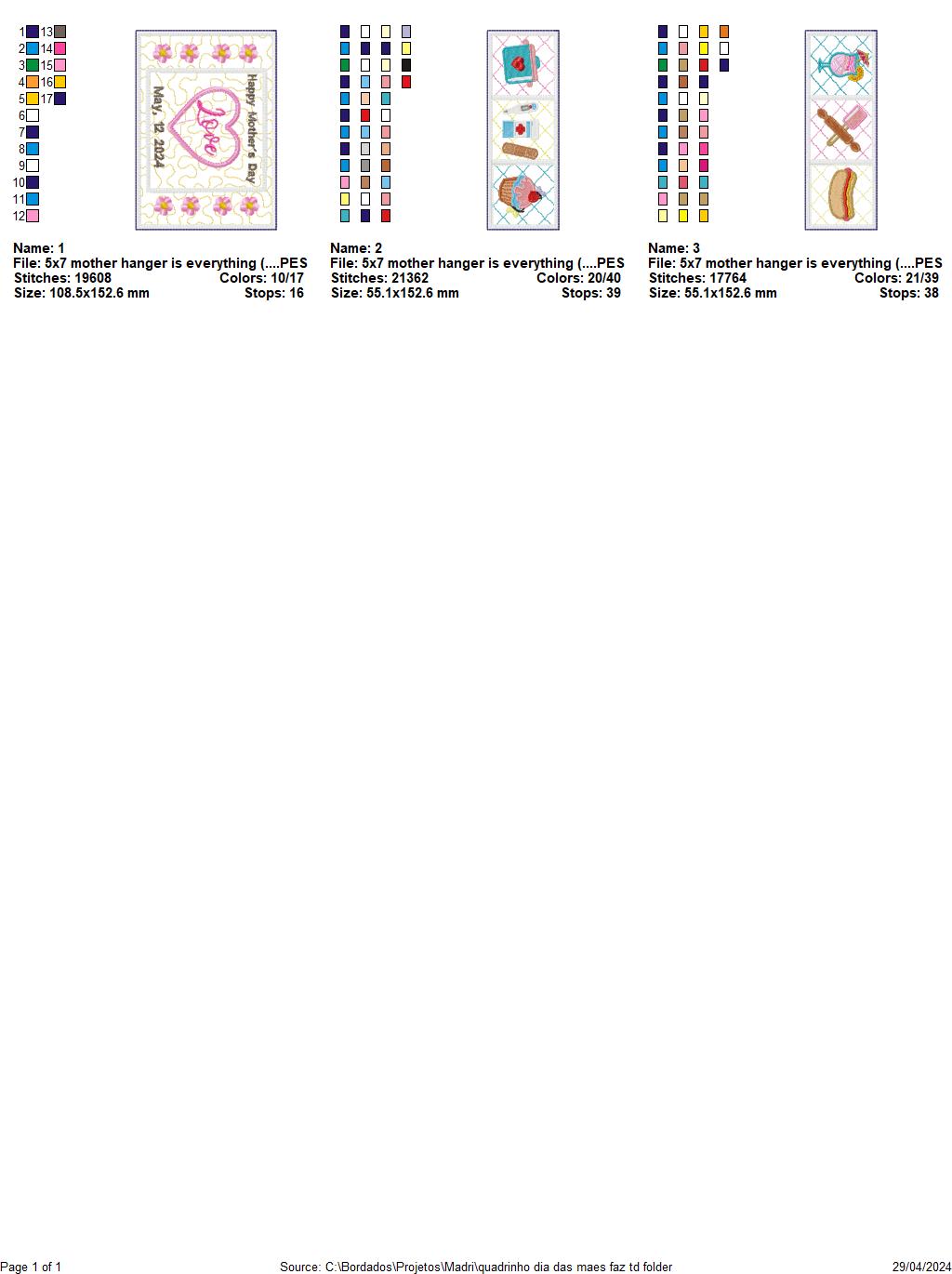 Mother's Day Hanger - ITH Project - Machine Embroidery Design