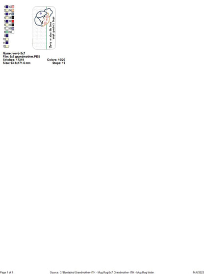 Grandmother Mug Rug - ITH Project - Machine Embroidery Design