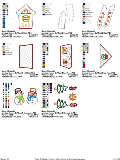 Christmas House Ornament - ITH Project - Machine Embroidery Design