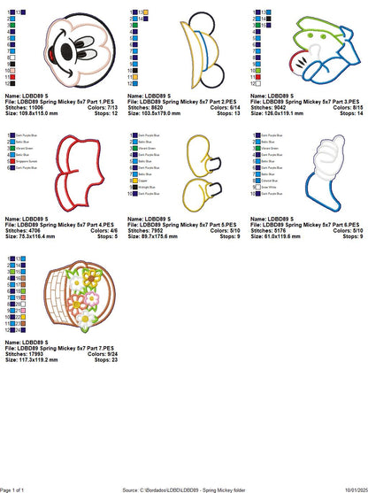 Spring Mickey and Minnie - Set of 2 Designs - ITH Project - Machine Embroidery Design