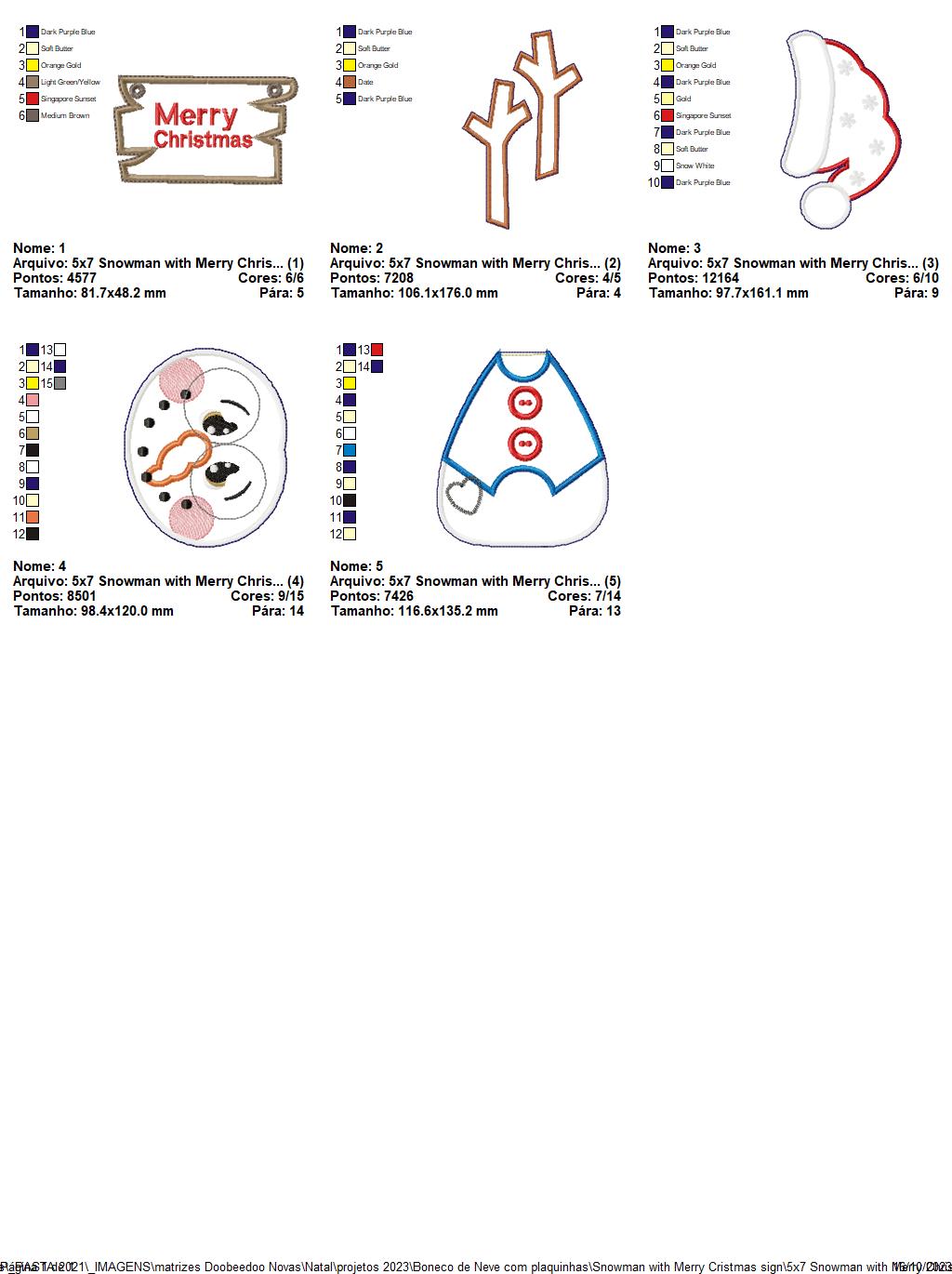 Snowman with Merry Cristmas Sign - ITH Project - Machine Embroidery Design